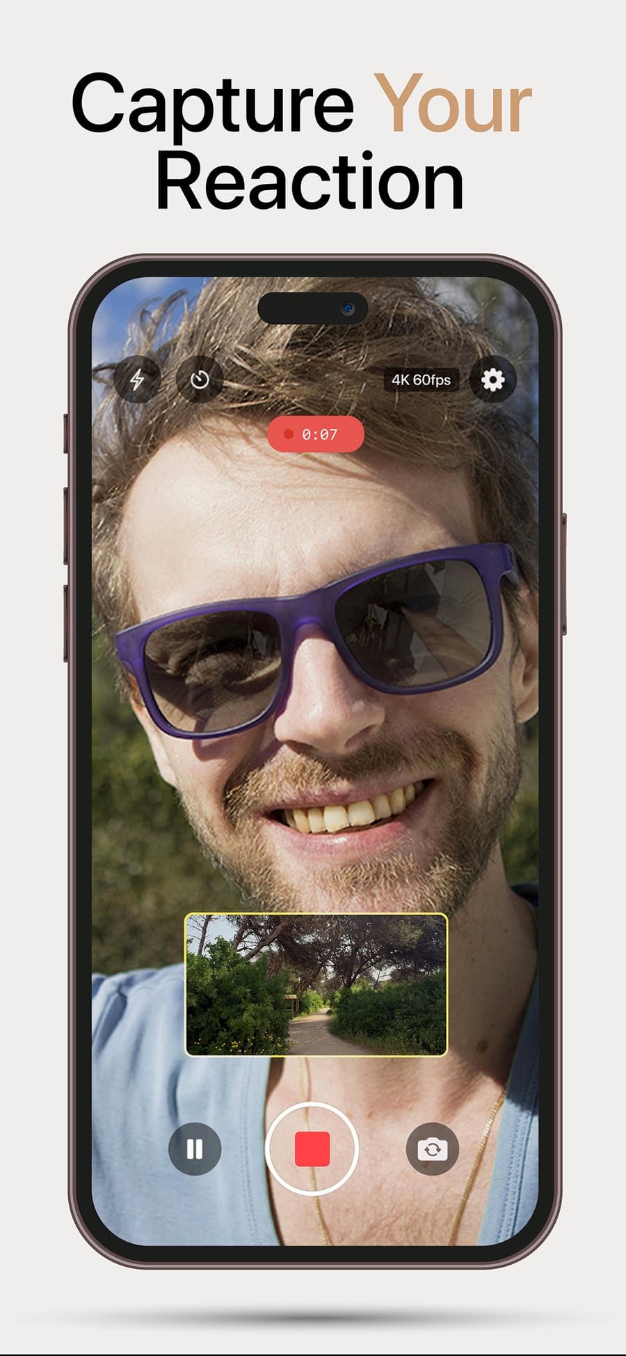 DualRecorder showing live dual-format capture on iPhone